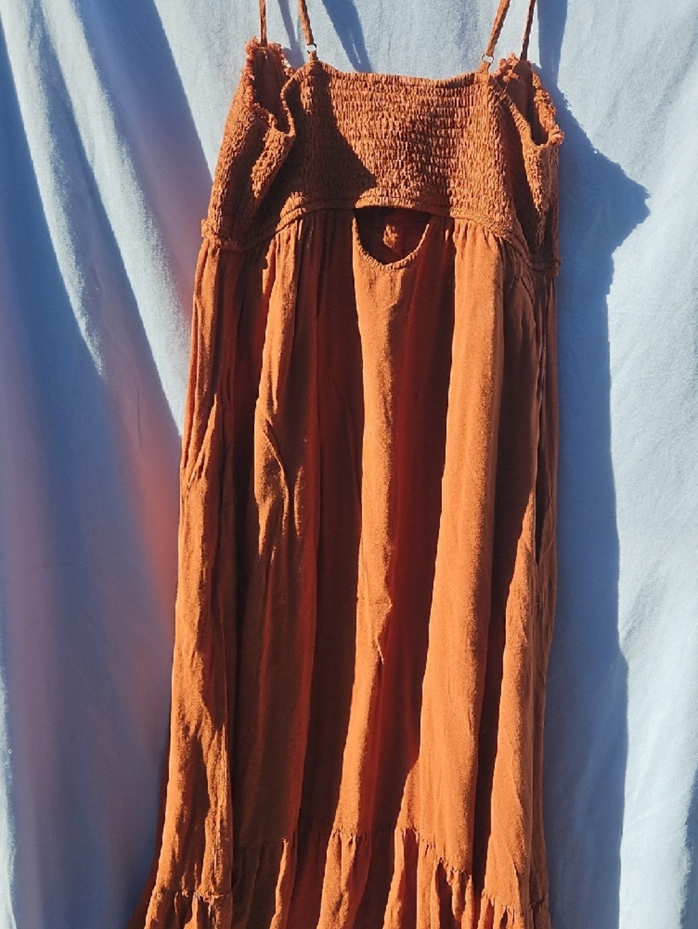 Wishlist Rust Orange Smocked Button Dress. Size Med - Picture 6 of 6
